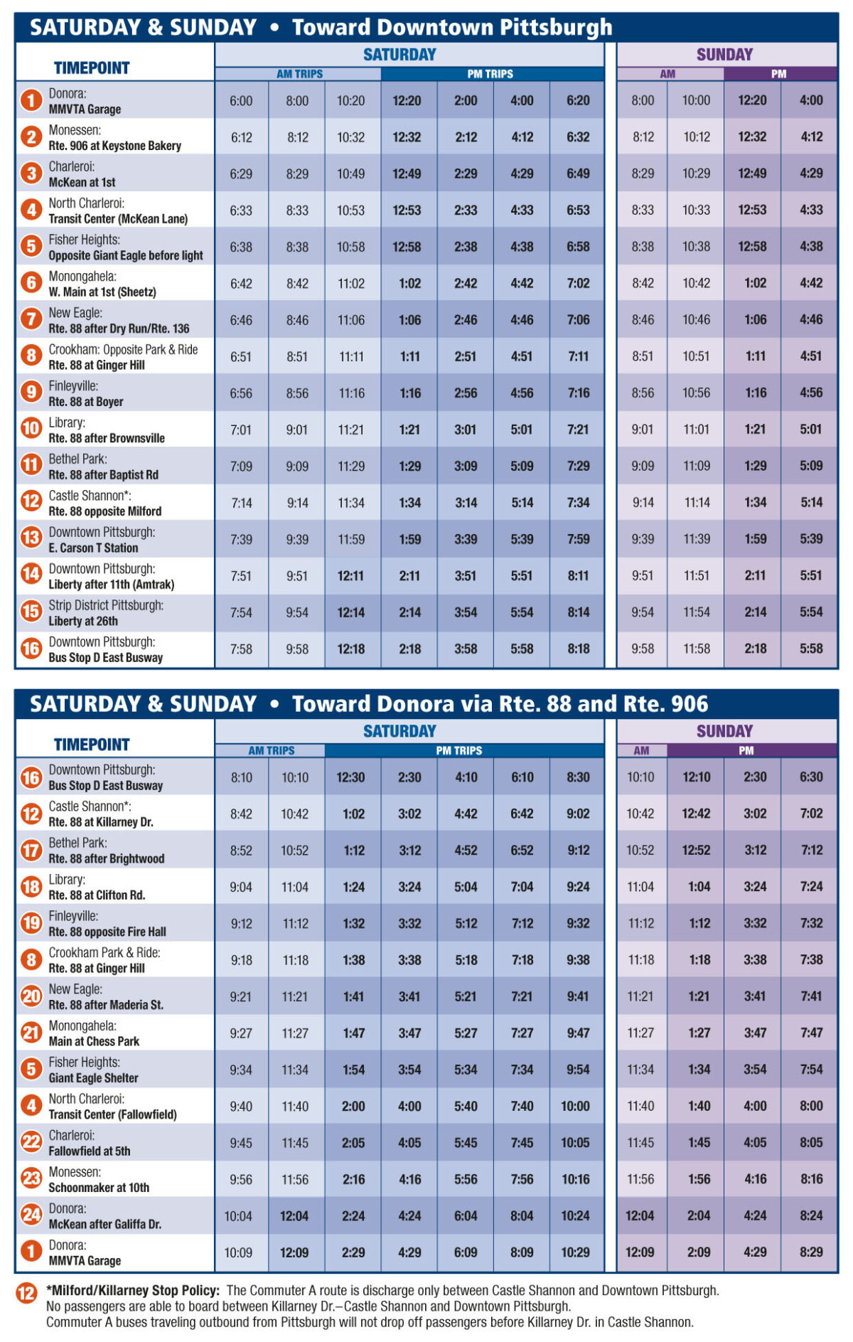 Commuter A - Mid Mon Valley Transit